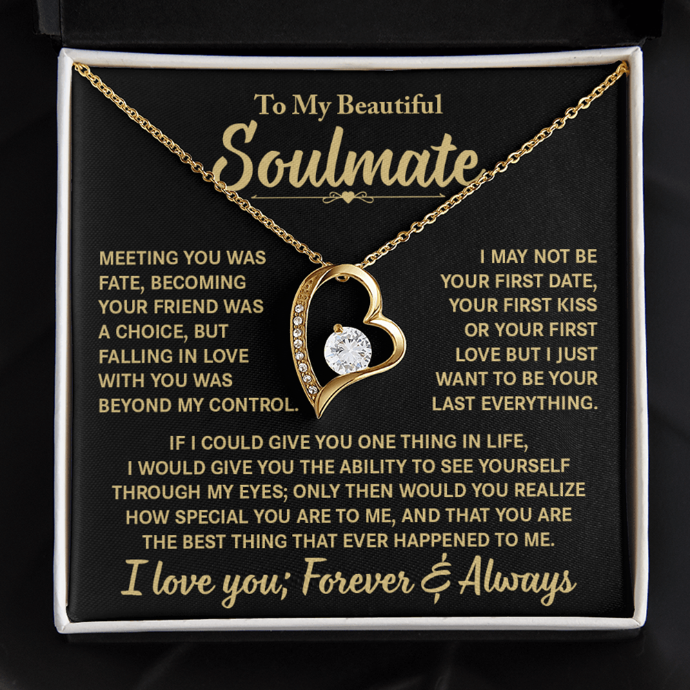 To My Beautiful Soulmate - Meeting You Was Fate - Heart Necklace