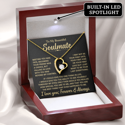 To My Beautiful Soulmate - Meeting You Was Fate - Heart Necklace