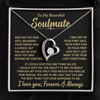 To My Beautiful Soulmate - Meeting You Was Fate - Heart Necklace