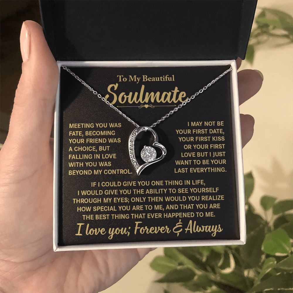 To My Beautiful Soulmate - Meeting You Was Fate - Heart Necklace
